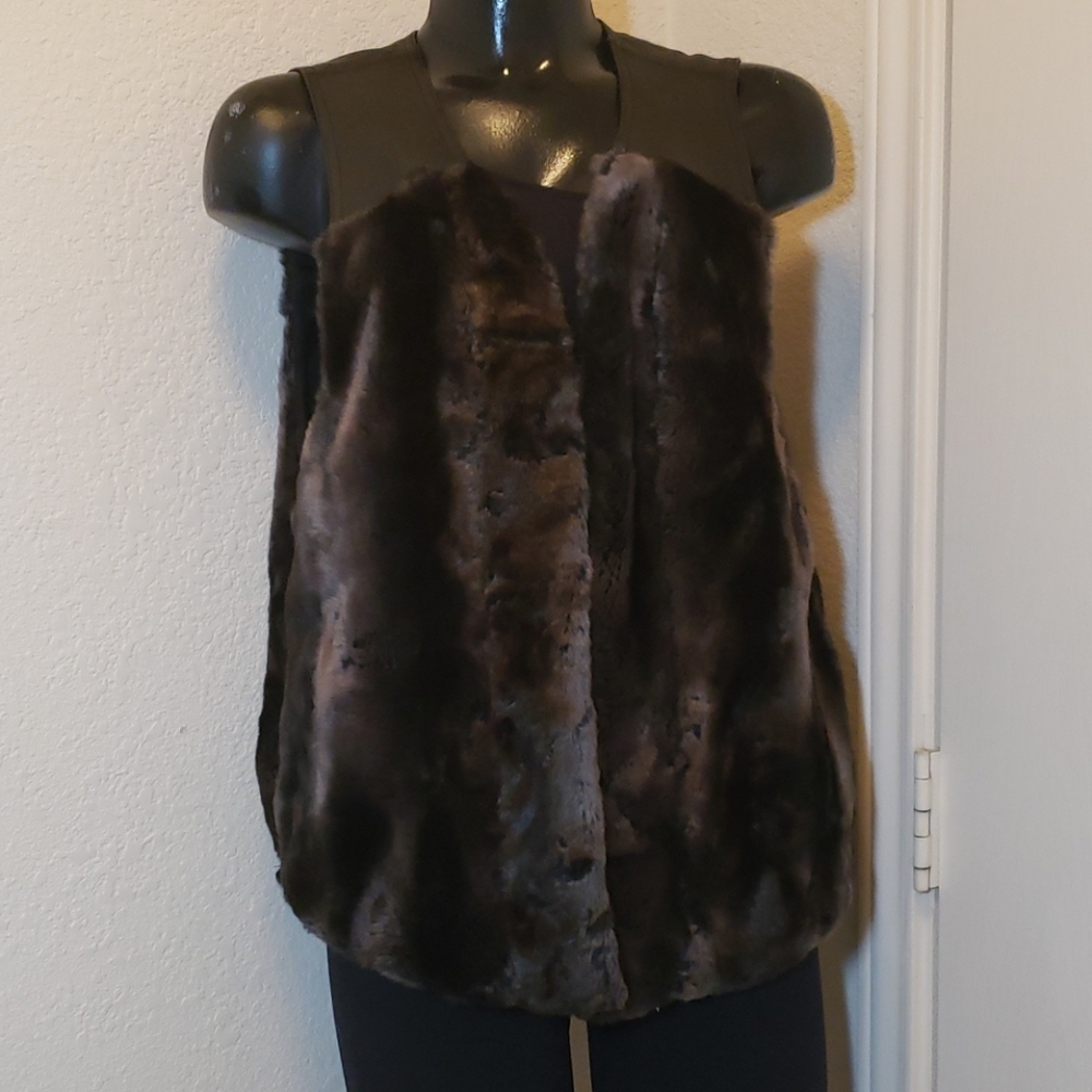 Free People Faux Leather and Fur Vest